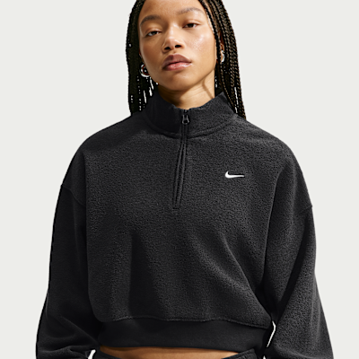 Nike Studio Fleece Plush Women's Oversized 1/4-Zip Cropped Top